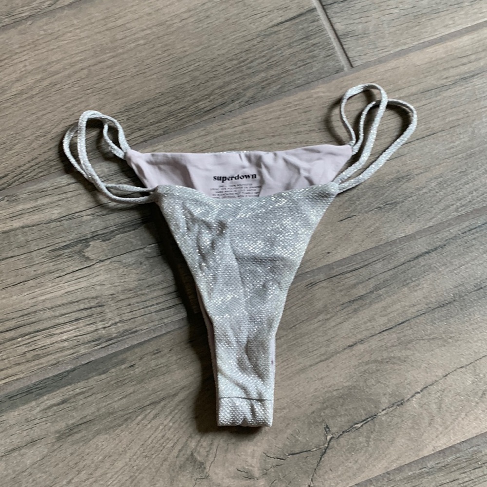 Superdown silver lurex bikini bottom